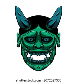 
Japanese tattoo oni mask hannya the traditional japanese demon oni mask illustration Premium Vector
