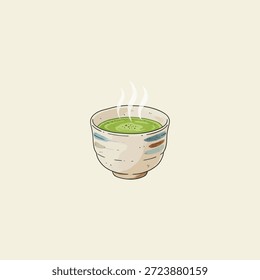 Diseño de Vector plano de icono de taza de té japonés.
