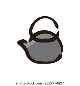 Japanese tea - Japanese food icon (Hand-drawn line, colored version)