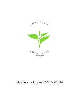 Japanese tea. Logo template. Isolated tea crop on white background