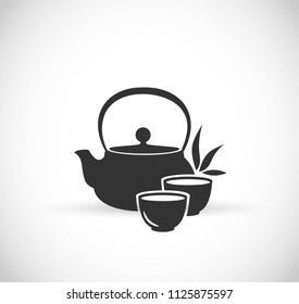 Japanese tea pot icon vector