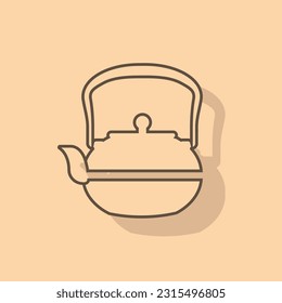 Japanese tea pot. Vector illustration.