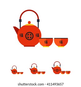 Japanese tea set flat icon