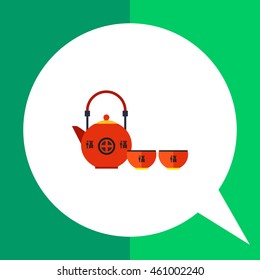 Japanese tea set flat icon