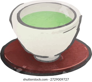 Japanischer Tee in einem Yunomi Cup - Einfache Vektorgrafik3