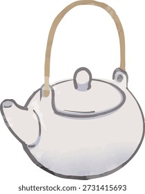 Bule japonês (Kyusu), ilustração vetorial simples