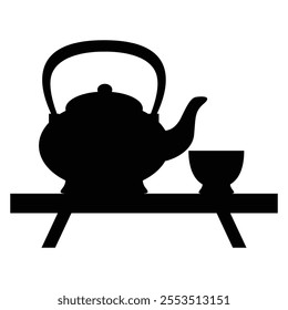 Japanese Teapot Silhouette Icon for Traditional Tea Themes