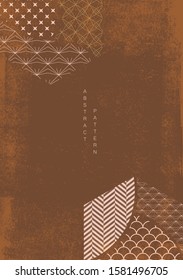 Japanese template with geometric pattern vector. Circle background with Asian tradition elements.