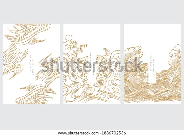 Japanese Template Hand Drawn Wave Vector Stock Vector (Royalty Free ...