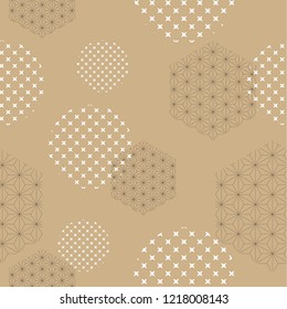 Japanese template vector. Brown geometric line pattern background.