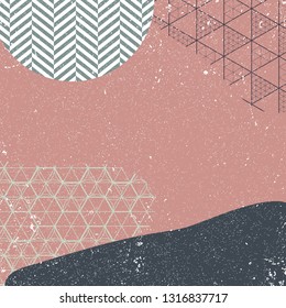 Japanese template vector. Geometric background in vintage style with grunge texture.
