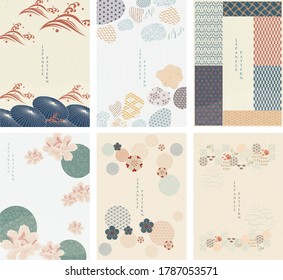 Japanese template vector. Geometric background. Umbrella, and abstract elements. Paper wallpaper in Chinese style. Natural luxury texture