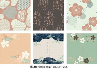 Japanese template vector. Geometric background. Umbrella, and abstract elements. Paper wallpaper in Chinese style. Natural luxury texture.