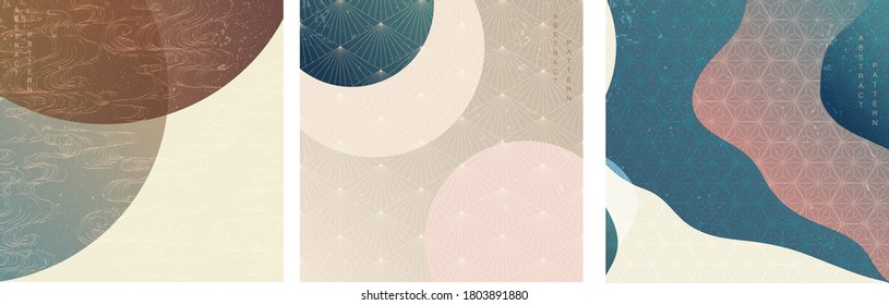 Japanese template vector. Geometric background set. Modern gradient abstract cover design in oriental style.
