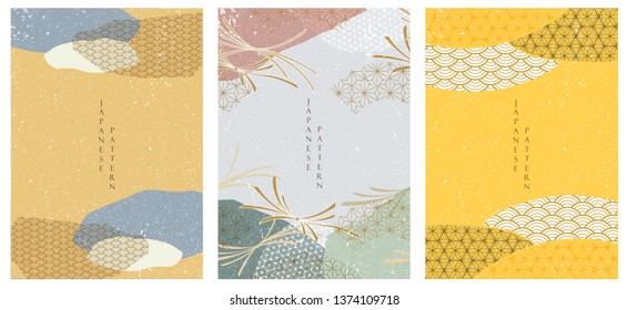 Japanese template vector. Geometric pattern background. Abstract shape elements. Oriental elements in Asian style.