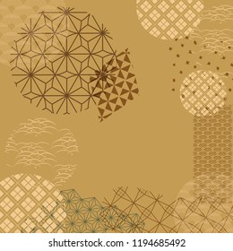 Japanese template vector. Gold geometric pattern background.