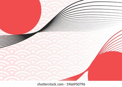 Japanese template vector. Hand drawn wave background. Line pattern in Asian style with Japanese pattern. Chinese sea in oriental arts. Perfect for backgrounds for cover, Banner, Poster, Wallpaper.