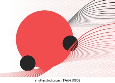 Japanische Vorlage, Vektor. Handgezeichneter Wellenhintergrund. Linienmuster im asiatischen Stil mit japanischem Muster. Chinesisches Meer in orientalischen Künsten. Ideal für Hintergründe für Cover, Banner, Poster, Wallpaper.