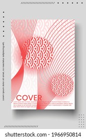 Japanese template vector. Hand drawn wave background. Line pattern in Asian style with Japanese pattern. Chinese sea in oriental arts. Perfect for backgrounds for cover, Banner, Poster, Wallpaper.