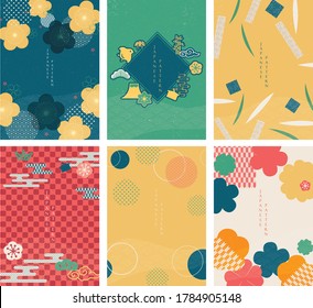 Japanese template vector. Line pattern in Asian style  with Chinese sea in oriental arts. Flower element and geometric background.