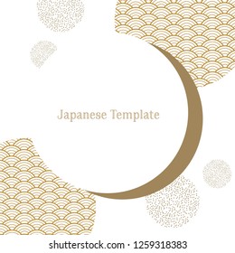 Japanese template vector. Line wave background.