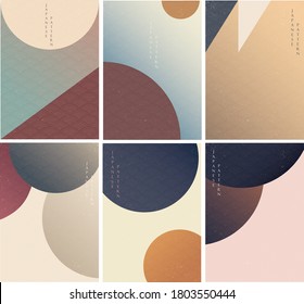 Japanese template vector set. Geometric background set. Modern gradient abstract cover design in Asian style.