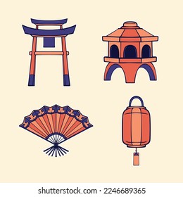 Japanese Temple Asset. Vector art