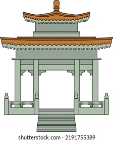 Japanese temple or Chinese gazebo in linear style