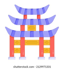 Templo japonés en un vector editable de diseño plano 

