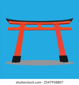 Japanese temple gate vector, suitable for background and animation