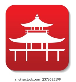 Japanese temple icon 3d button vector illustration