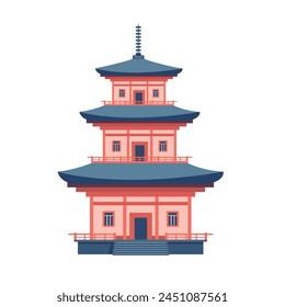 Japanese temple isolated on white background. Traditional Japan pagoda design. Vector stock