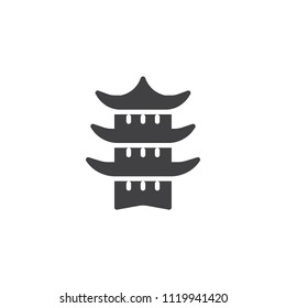 Japanese temple vector icon. filled flat sign for mobile concept and web design. Taoism simple solid icon. Symbol, logo illustration. Pixel perfect vector graphics