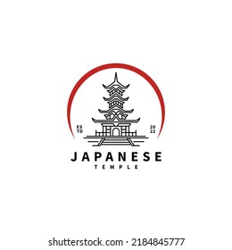 Japanese temple vector icon illustration logo design