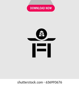 Japanese Temple Vector Icon, The symbol of shrine place of Japanese people. Simple, modern flat vector illustration for mobile app, website or desktop app 