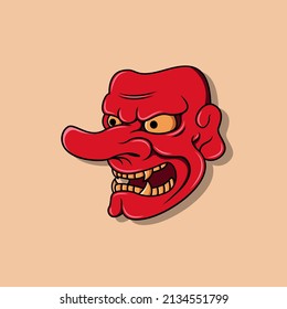 Japanese tengu mask, Vector illustration eps.10