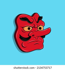 Japanese tengu mask, Vector illustration eps.10