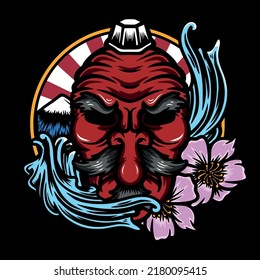 japanese tengu mask vector illustration