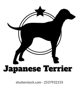 Silueta de perro Terrier japonés, perro, razas de perro, logotipo, Vector, silueta, diseño de logotipo, animal, ilustración, icono, signo, diseño, negro, símbolo, mascota