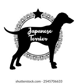  Silueta de perro Terrier japonés, perro, razas de perro, Vector, silueta, diseño de logotipo, animal, ilustración, icono, signo, negro, mascota