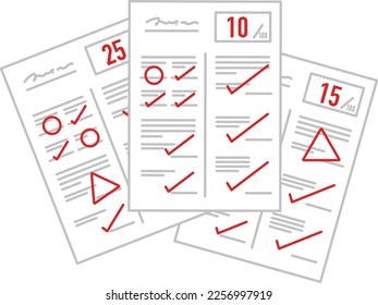 Japanese test. Scoring result. studying for a test. evaluation sheet. exam at school. Failure point. failure.