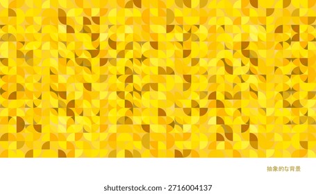 Japanese text meaning "Abstract Background" on yellow abstract geometric pattern