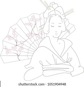 Japanese theme - Abstract japanese girl with fan