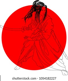 Japanese theme - abstract samurai illustration