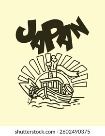 japanese theme doodle hand drawn black and white colour