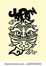 japanese theme doodle hand drawn black and white colour