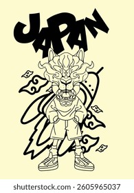 japanese theme doodle hand drawn black and white colour