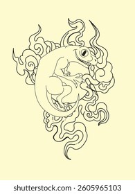 japanese theme doodle hand drawn black and white colour
