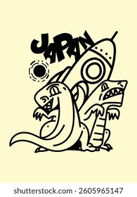 japanese theme doodle hand drawn black and white colour