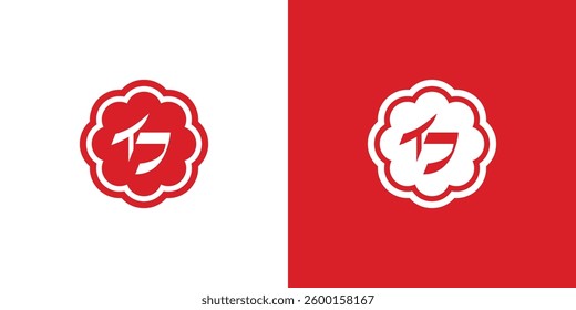 Japanese themed letter t, j logo. Suitable for business logo, brand, interview show, podcast, quiz. Flat Vector Logo Design Template Element.